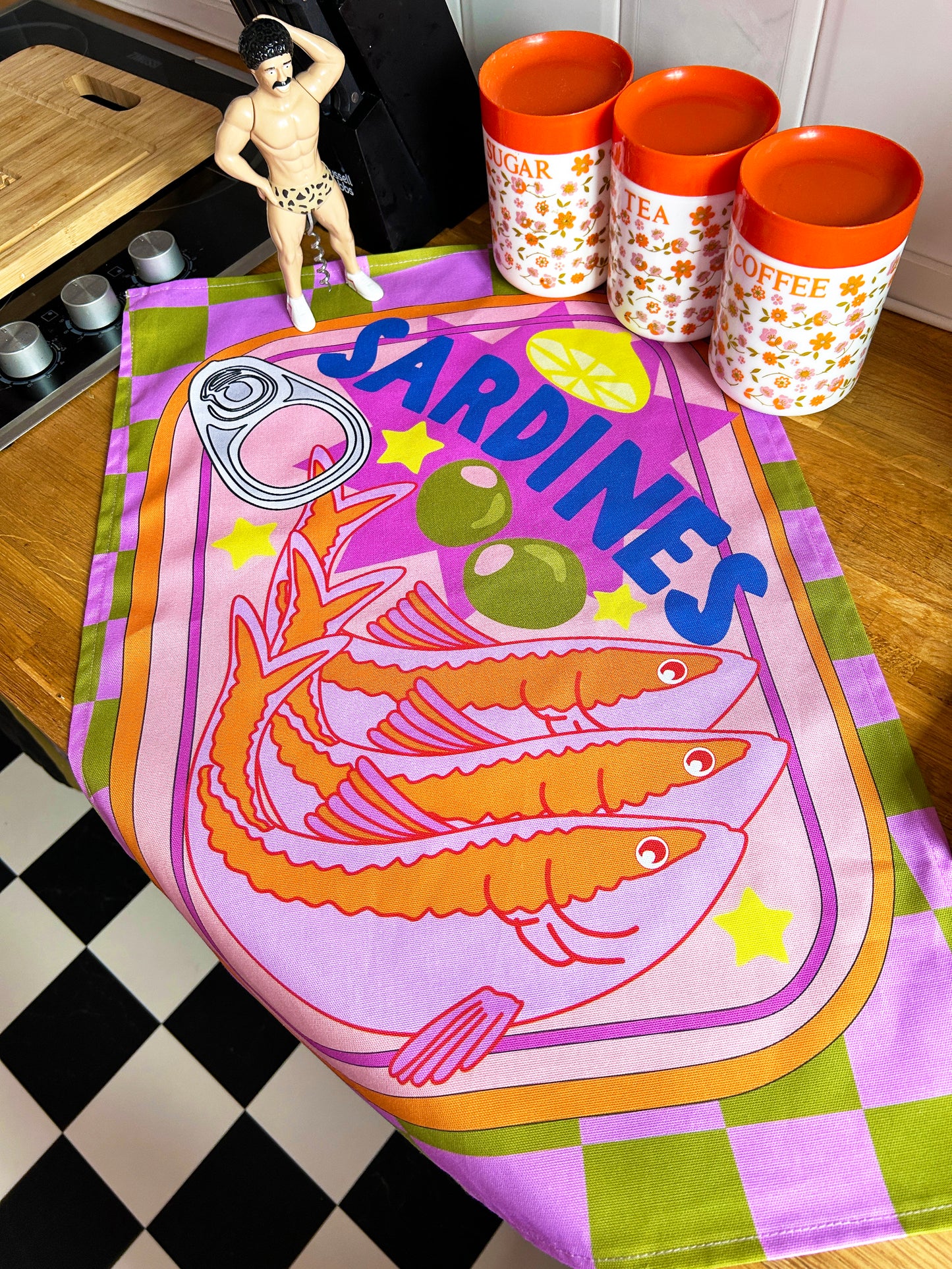 Retro Sardine Tin Tea towel