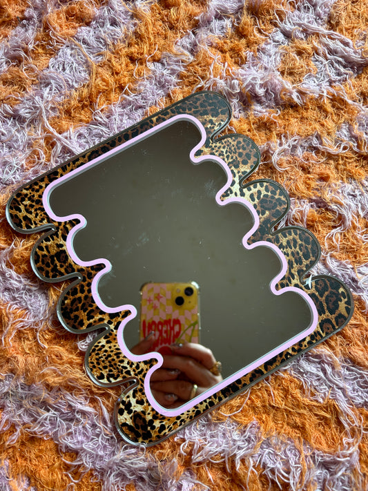 Squiggle Leopard Print Mirror