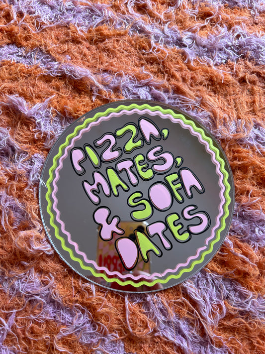Pizza mates & sofa dates mini mirror