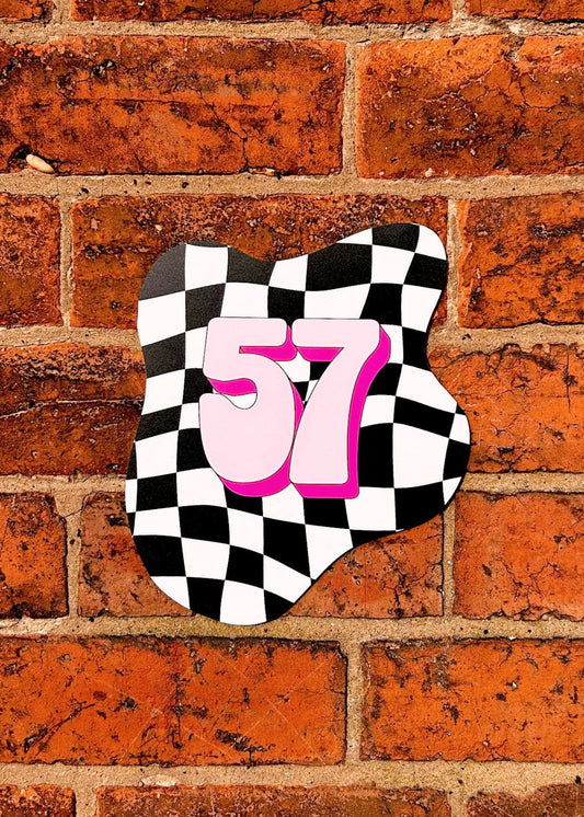 Black & White Checkerboard House Number Sign - Customise Number