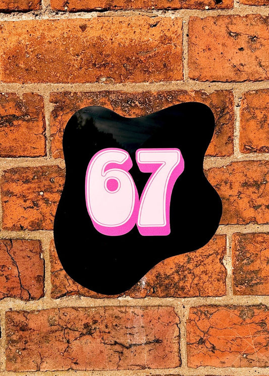 Black & Pink Blob House Number Sign - Custom Number