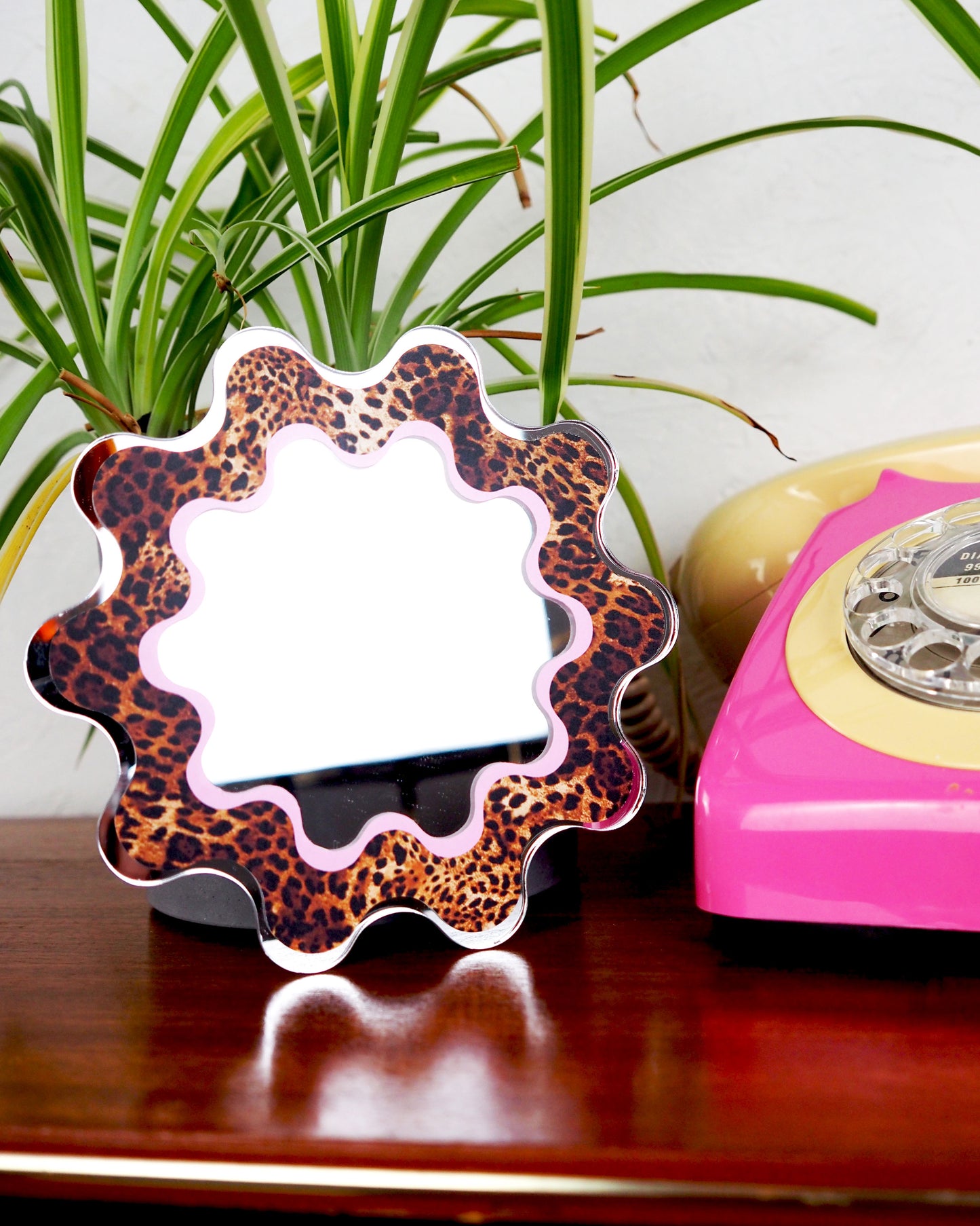 Leopard Print Circle Squiggle Mirror