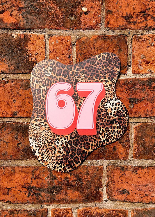 Leopard Print Blob House Number Sign - Custom Number