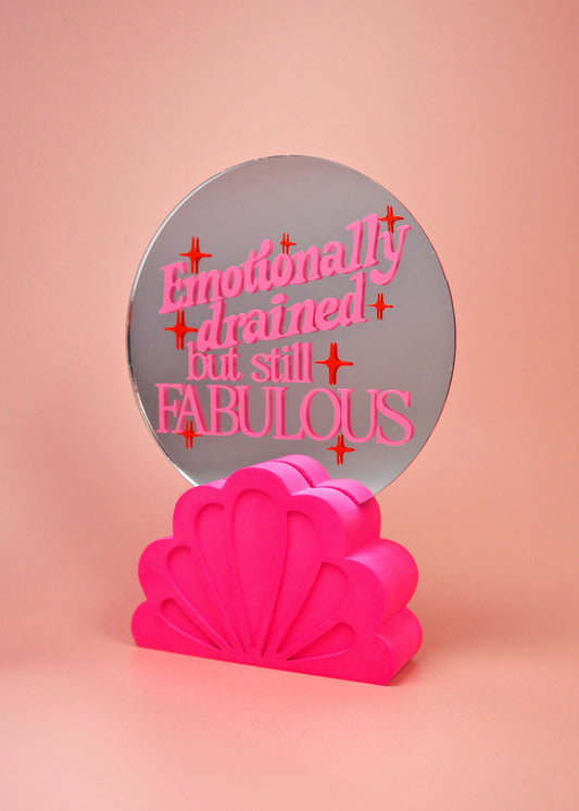 Jesmonite Mini Mirror Stand - Hot Pink Shell