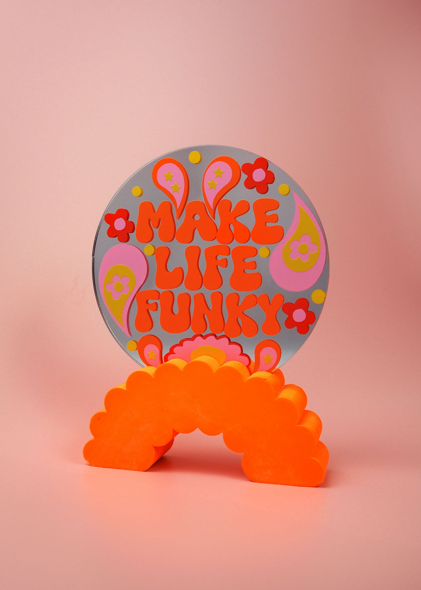 Jesmonite Mini Mirror Stand - Tangerine Dream Squiggle