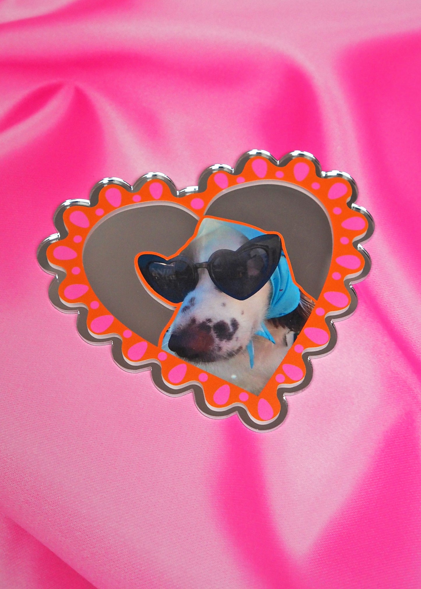 Custom Pet Frilly Heart Mirror