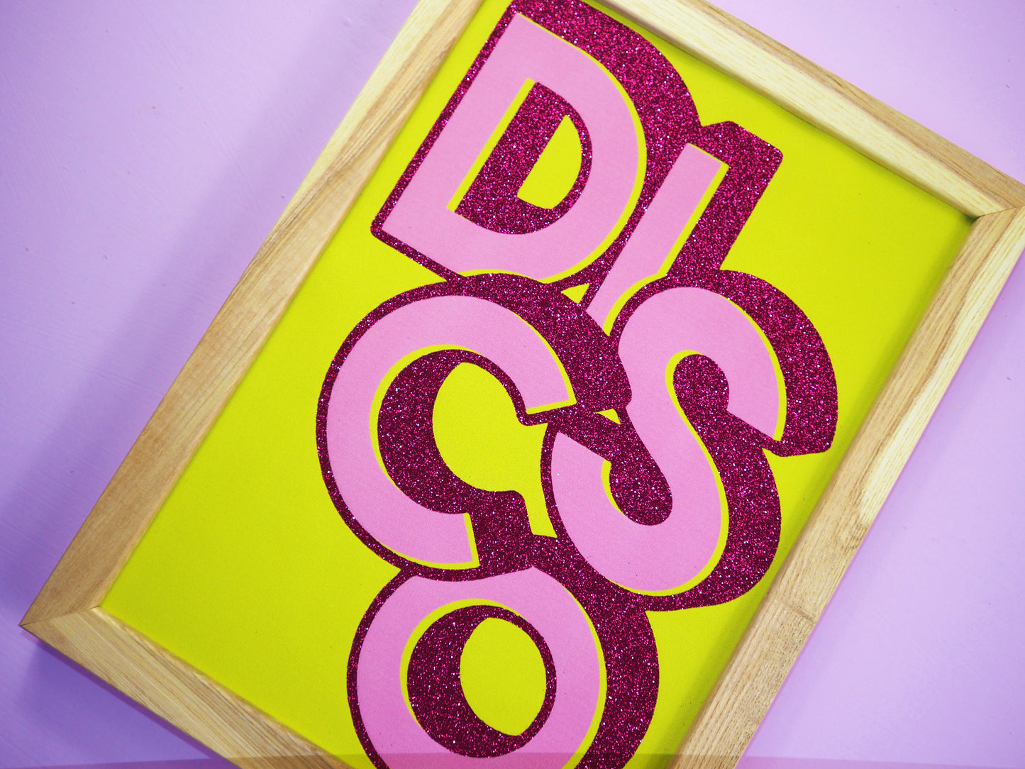 DISCO Lime & Pink Glitter Fabric Print