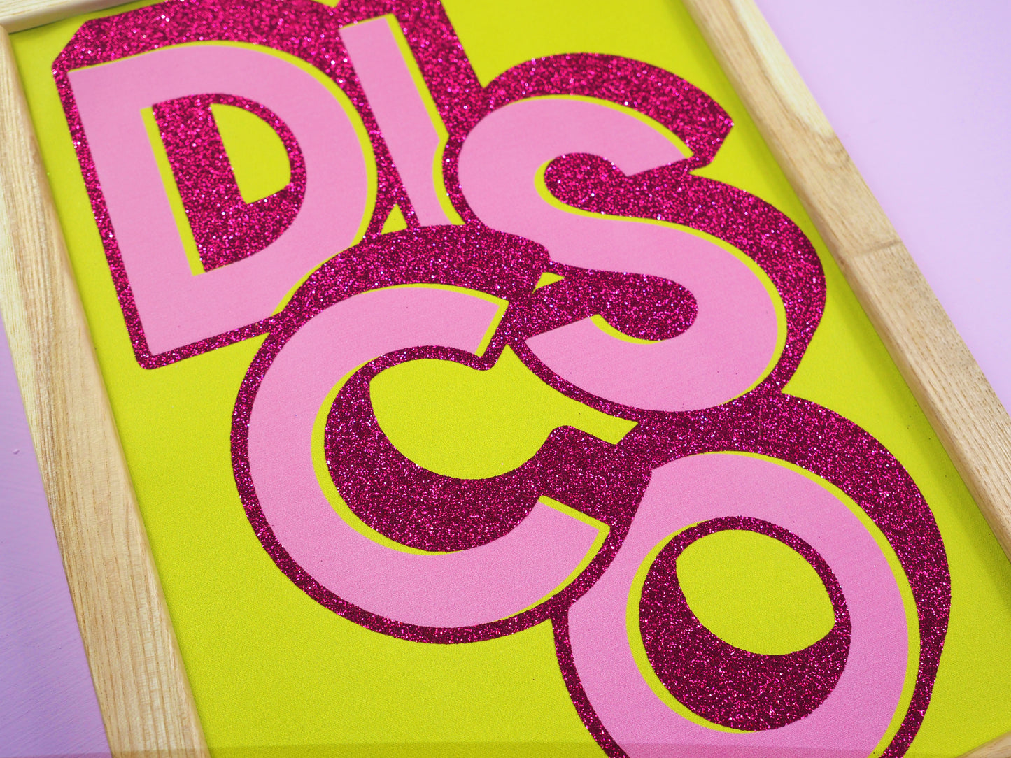 DISCO Lime & Pink Glitter Fabric Print