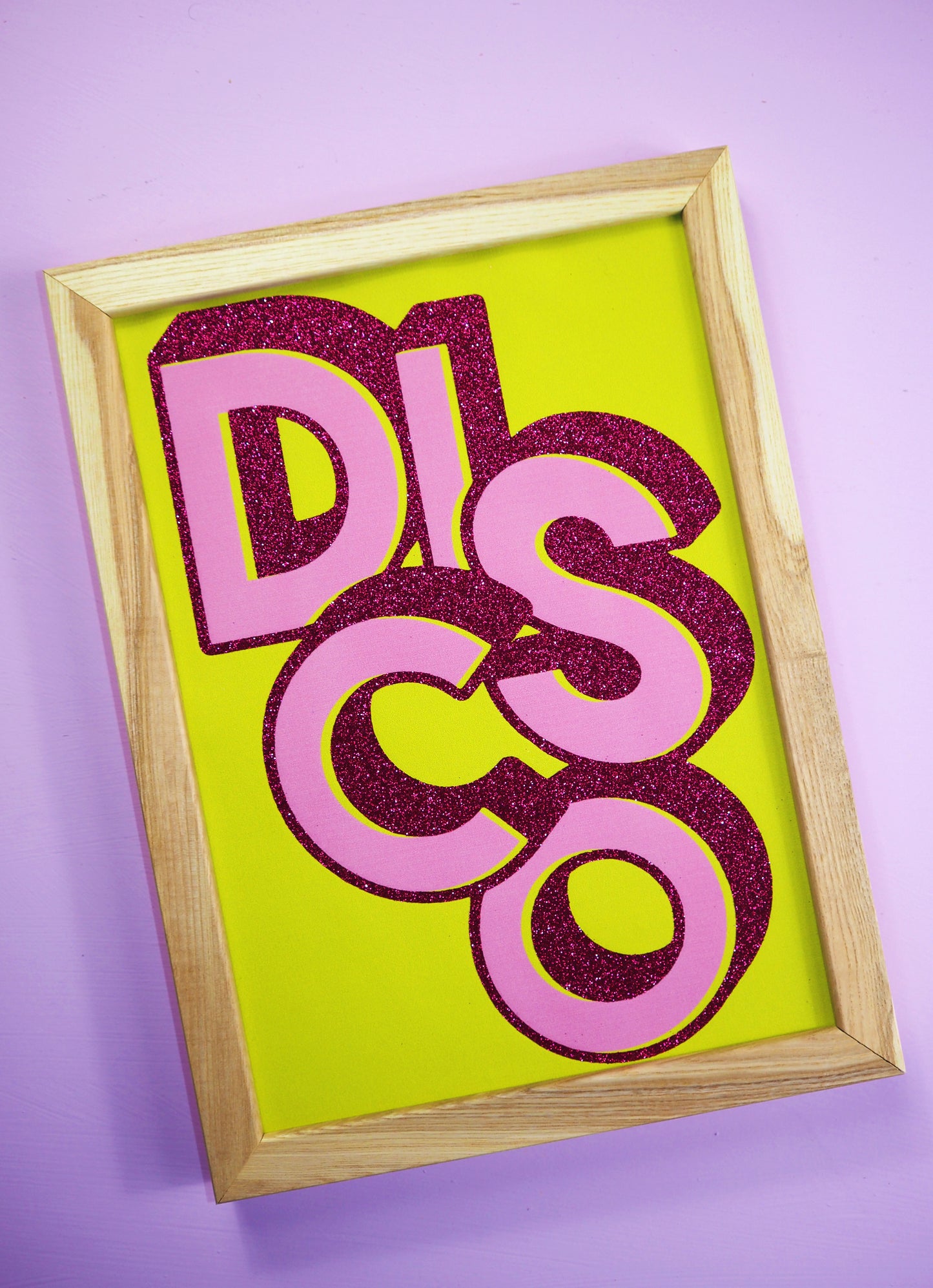 DISCO Lime & Pink Glitter Fabric Print