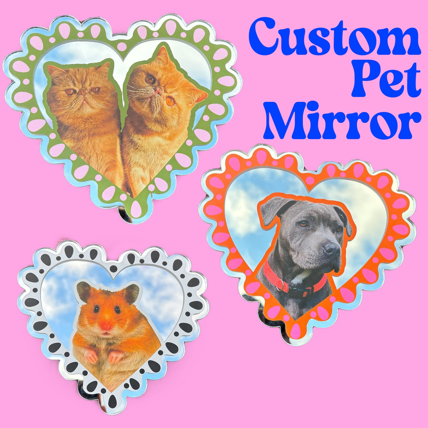 Custom Pet Frilly Heart Mirror