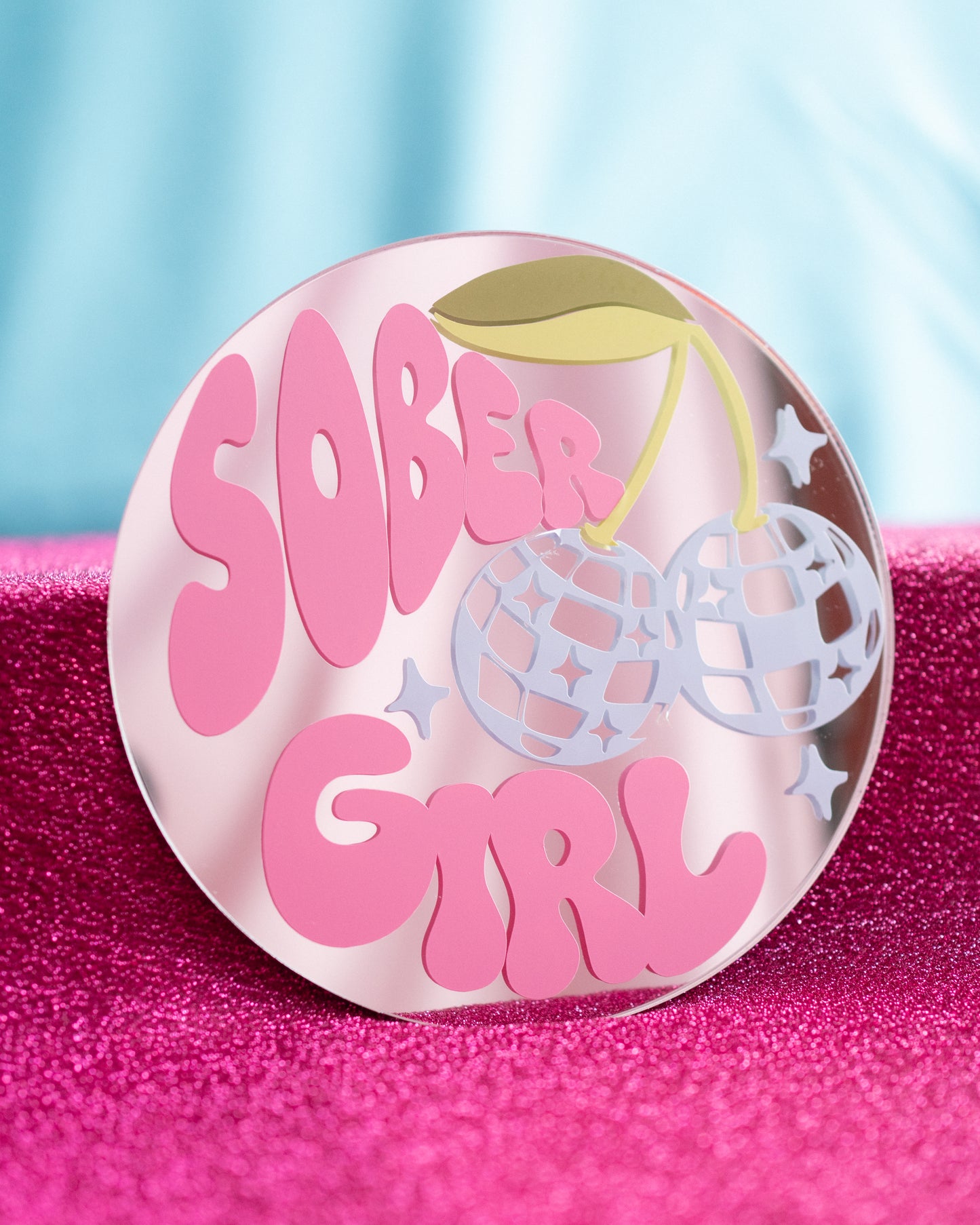 Sober Girl Society x Printed Weird - Disco Cherries Mini Mirror