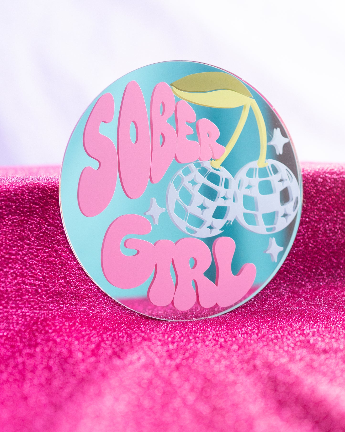 Sober Girl Society x Printed Weird - Disco Cherries Mini Mirror