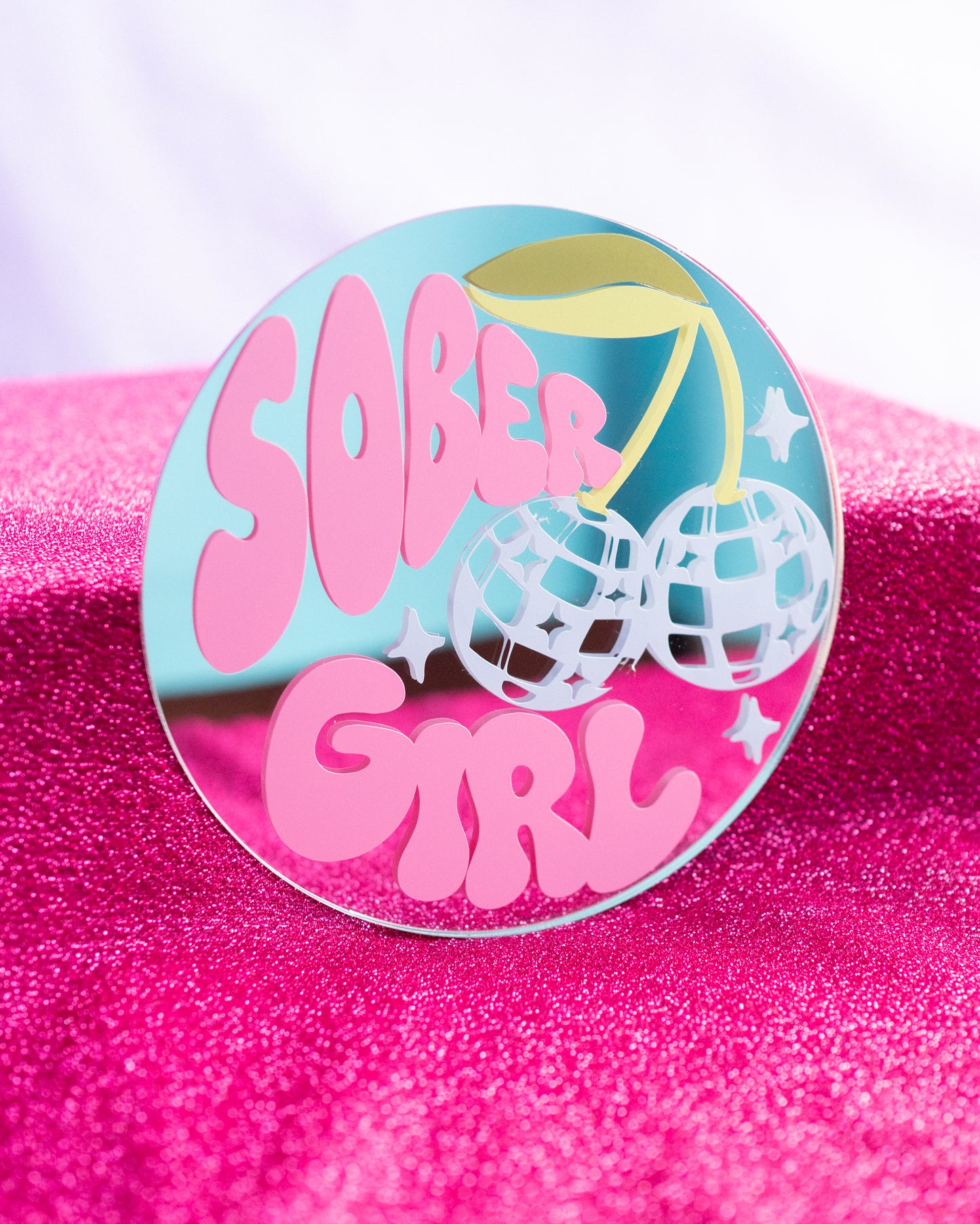 Sober Girl Society x Printed Weird - Disco Cherries Mini Mirror