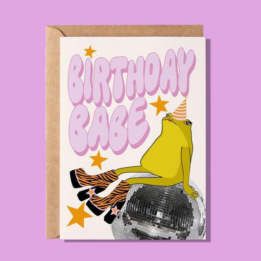 Birthday Frog Babe Greeting Card