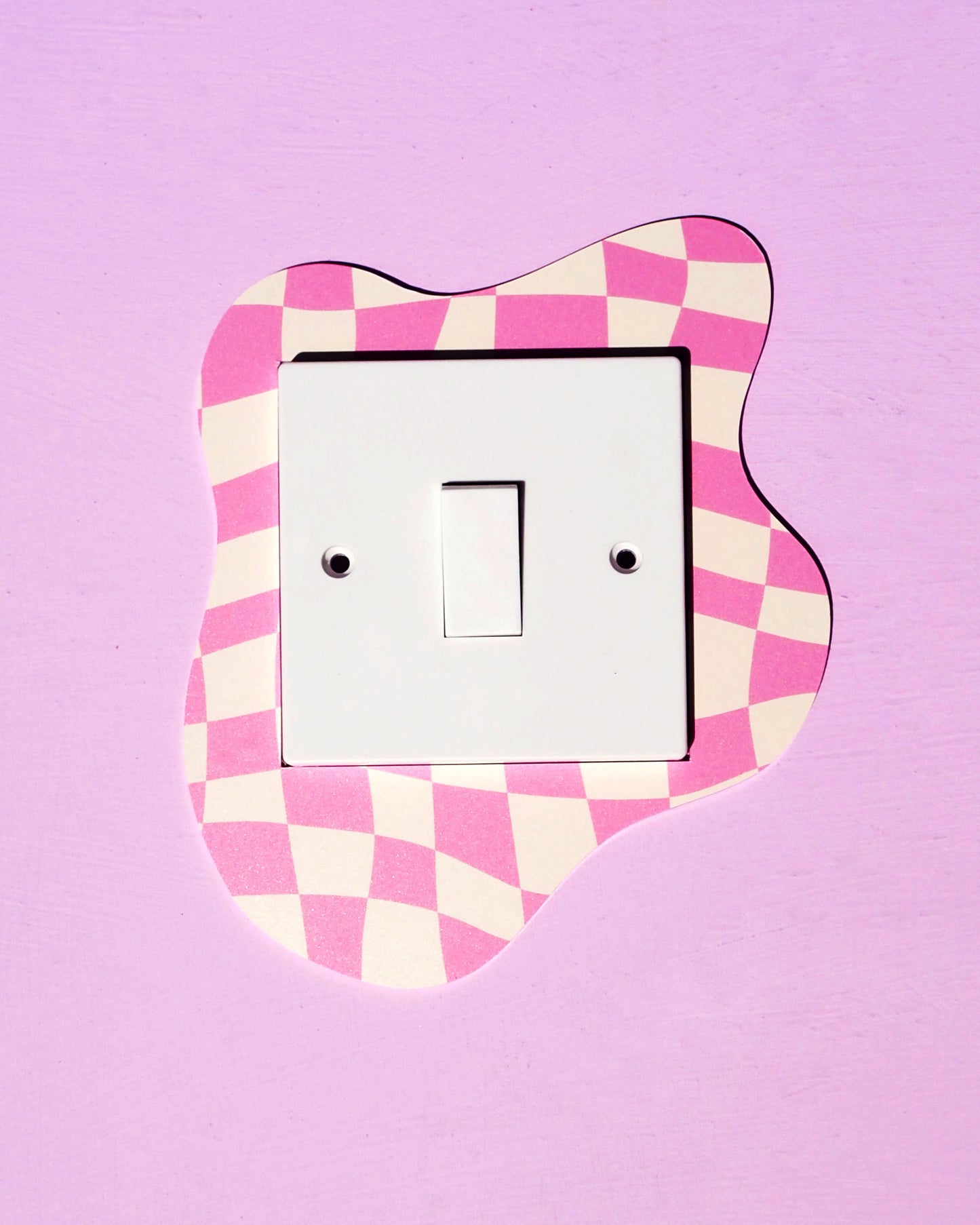 Pink & Cream Checkerboard Light Switch Cover