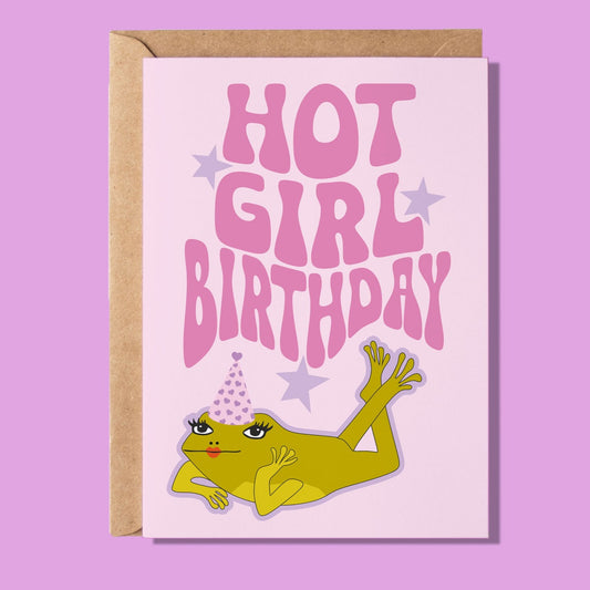 Hot Girl Birthday Frog Greeting Card