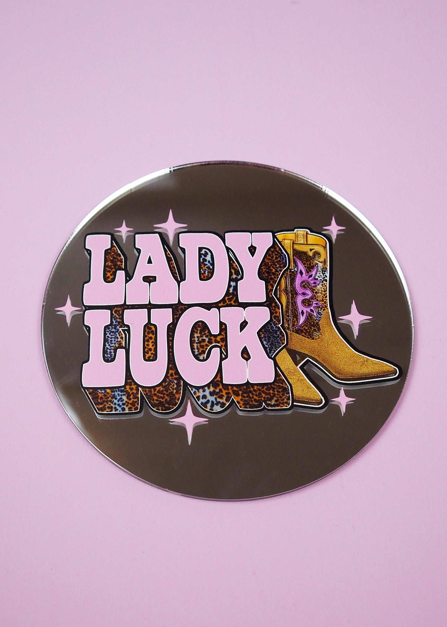 Lady Luck Cowgirl Boot Disc Mirror