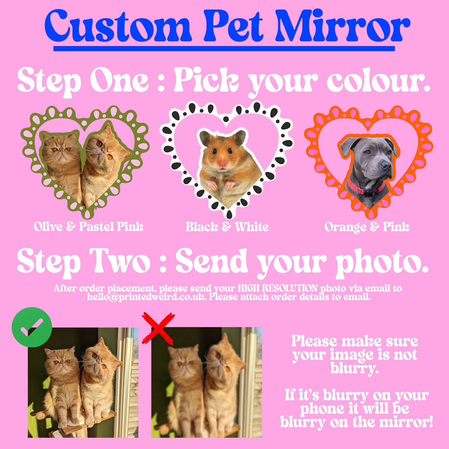 Custom Pet Frilly Heart Mirror