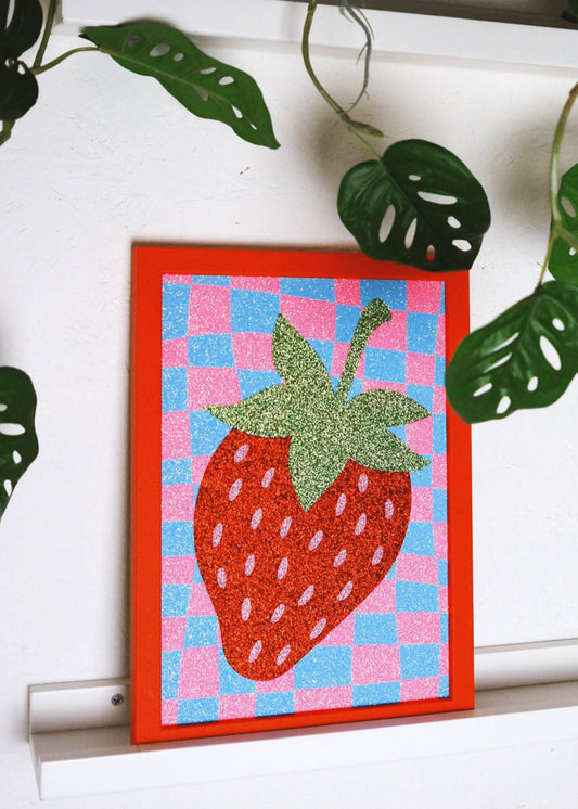 Strawberry Glitter Fabric Print