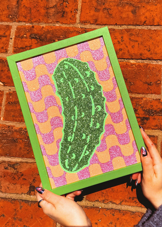 Gherkin Pickle Glitter Fabric Print