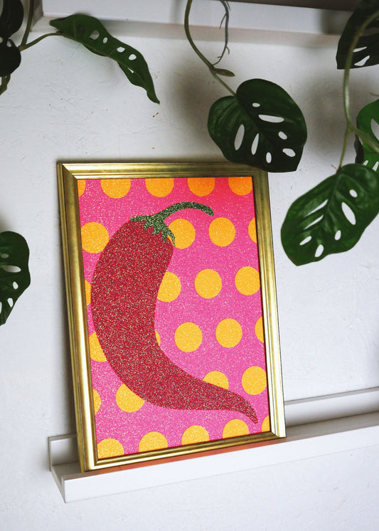 Spicy Chilli Glitter Fabric Print