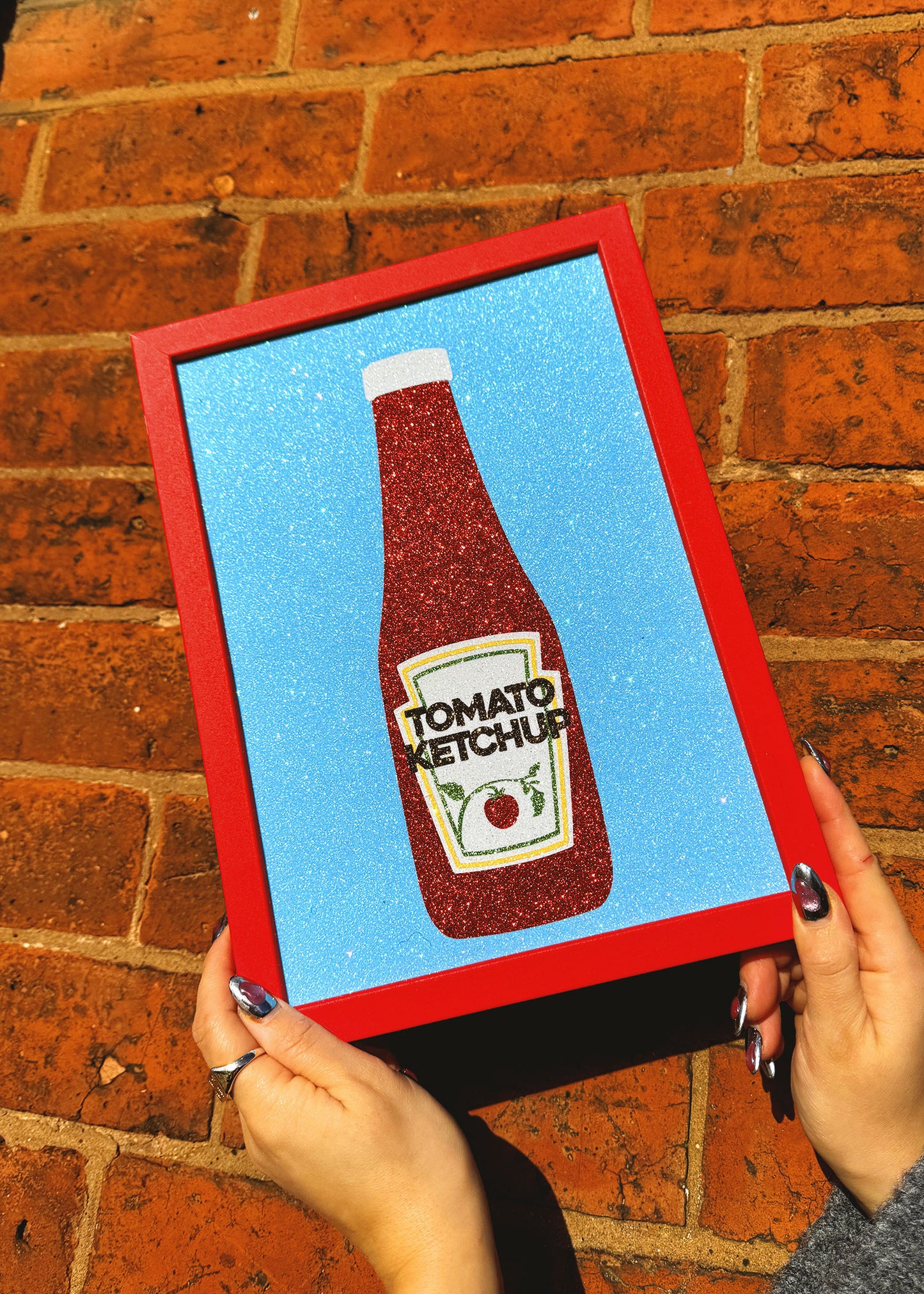 Tomato Ketchup Glitter Fabric Print