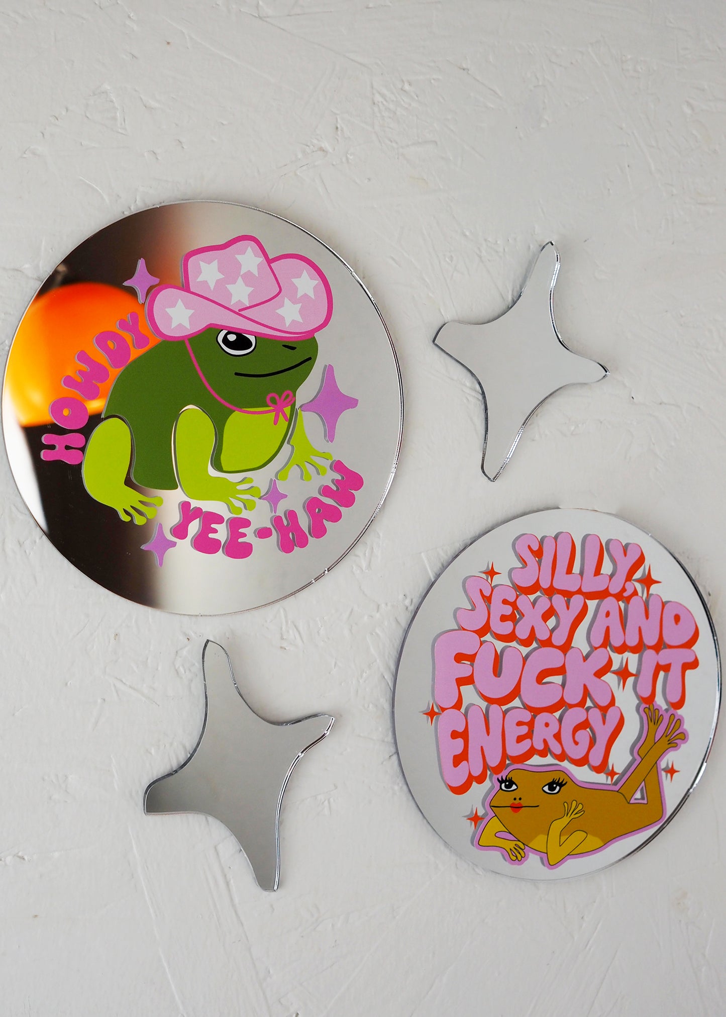 Silly, Sexy, Fuck It Energy Frog Disc Mirror