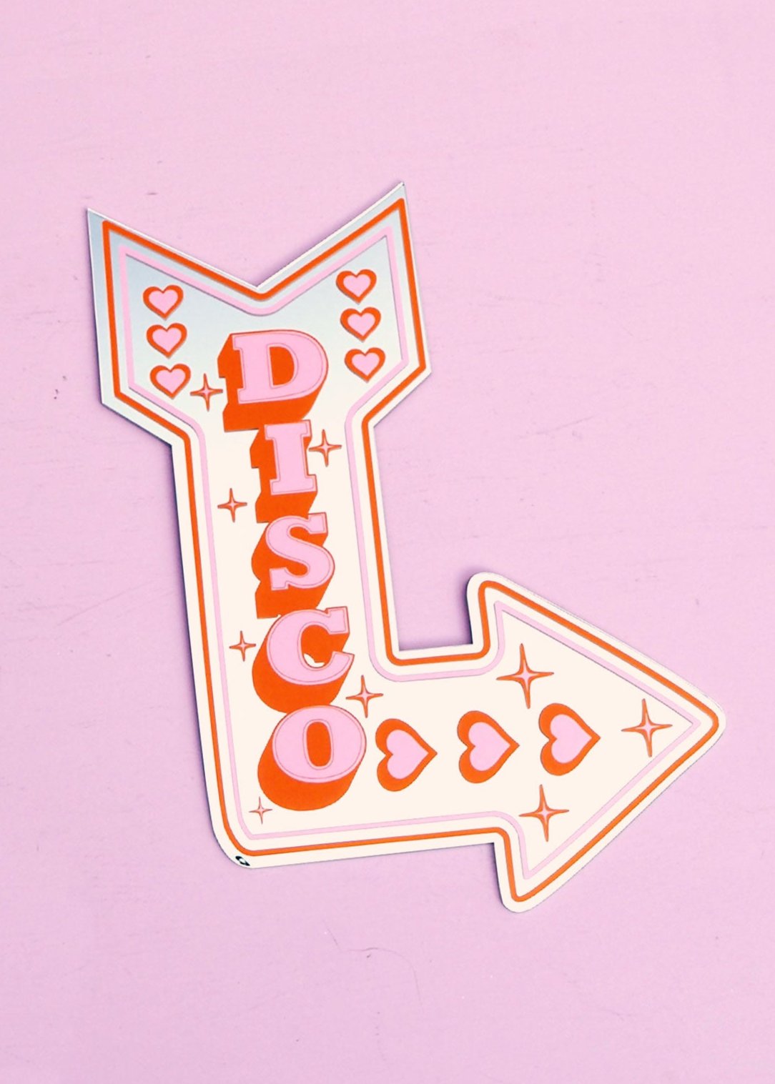 Retro Disco Arrow Mirror - Pink & Orange