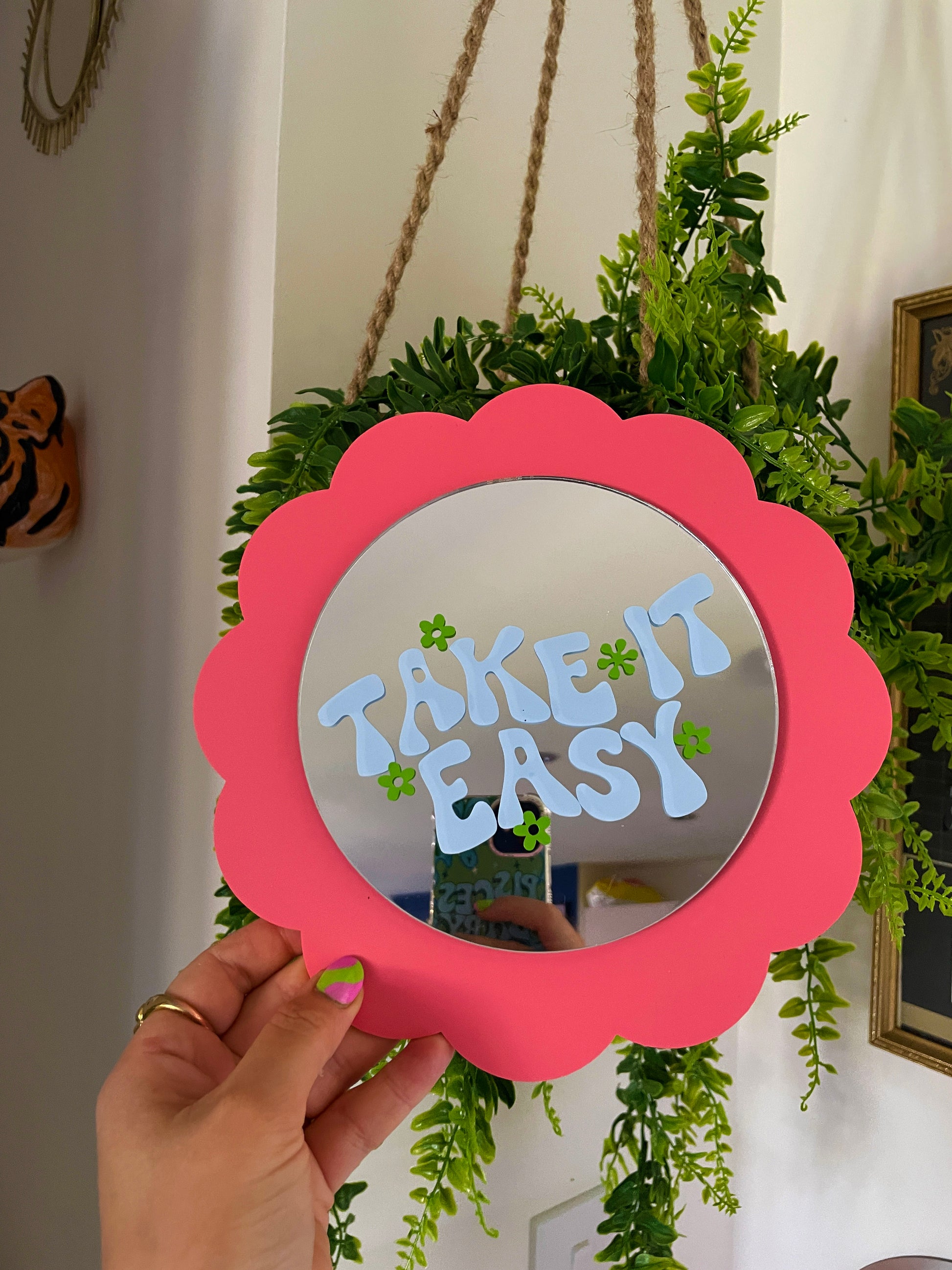 Raspberry Scallop Edge Mirror Frame - Mini Disc Mirror Not Included - PrintedWeird