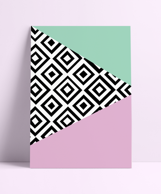 Stripy Geo Wall Print - PrintedWeird